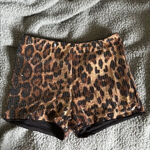SHEIN Leopard Sequin High Waist Shorts